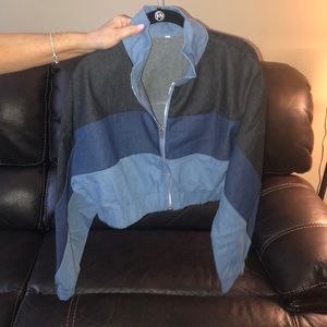 Cropped denim quarter zip, Shein, size large